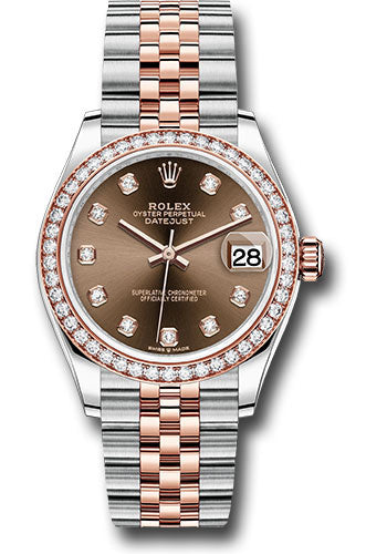 Rolex Steel & Rose Gold Datejust 31 Chocolate Diamond Jubilee Diamond Bezel