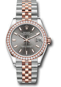 Rolex Steel & Rose Gold Datejust 31 Dark Rhodium Index Jubilee Diamond Bezel