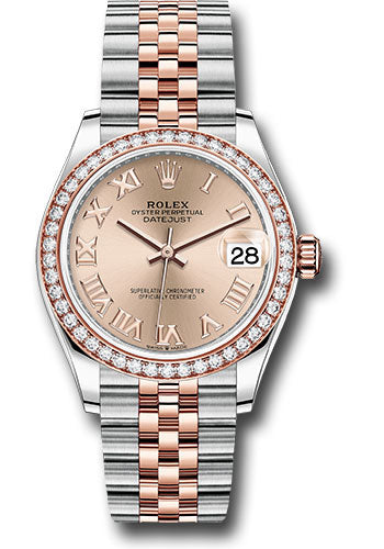 Rolex Steel & Rose Gold Datejust 31 Rose Roman Jubilee Diamond Bezel
