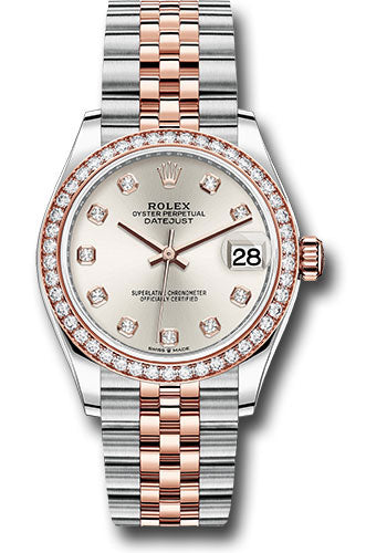 Rolex Steel & Rose Gold Datejust 31 Silver Diamond Jubilee Diamond Bezel