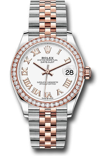 Rolex Steel & Rose Gold Datejust 31 White Roman Jubilee Diamond Bezel