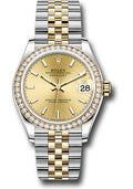 Rolex Steel & Yellow Gold Datejust 31 Champagne Index Jubilee Diamond Bezel