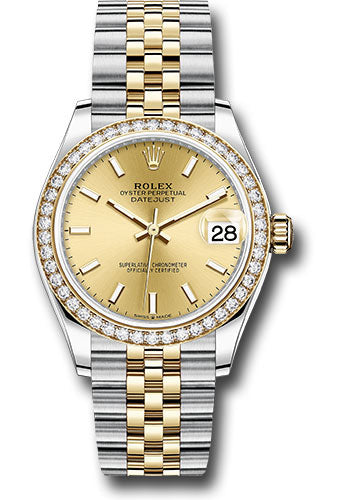 Rolex Steel & Yellow Gold Datejust 31 Champagne Index Jubilee Diamond Bezel