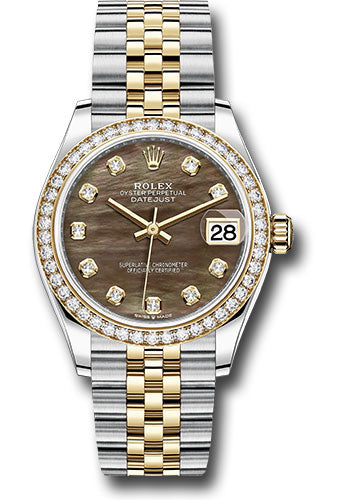 Rolex Steel & Yellow Gold Datejust 31 Dark Mother Of Pearl Diamond Jubilee Diamond Bezel