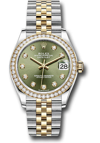 Rolex Steel & Yellow Gold Datejust 31 Oloive Green Diamond Jubilee Diamond Bezel