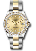 Rolex Steel & Yellow Gold Datejust 31 Champagne Diamond Oyster Diamond Bezel