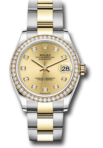 Rolex Steel & Yellow Gold Datejust 31 Champagne Diamond Oyster Diamond Bezel