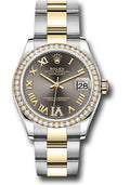Rolex Steel & Yellow Gold Datejust 31 Dark Grey Roman Diamond VI Oyster