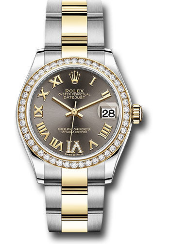 Rolex Steel & Yellow Gold Datejust 31 Dark Grey Roman Diamond VI Oyster
