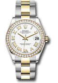 Rolex Steel & Yellow Gold Datejust 31 White Roman Oyster Diamond Bezel