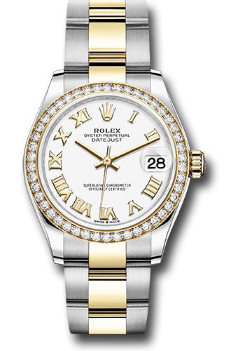 Rolex Steel & Yellow Gold Datejust 31 White Roman Oyster Diamond Bezel