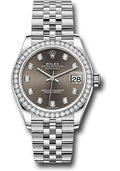 Rolex Steel & White Gold Datejust 31 Dark Grey Diamond Jubilee Diamond Bezel
