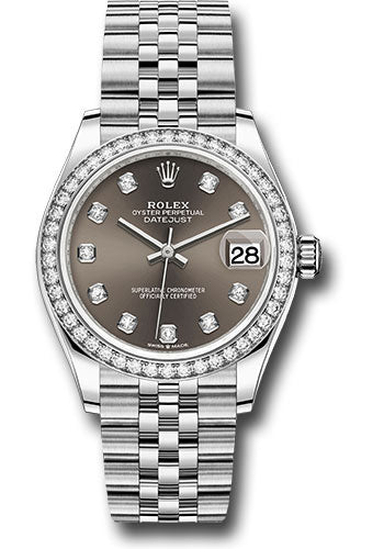 Rolex Steel & White Gold Datejust 31 Dark Grey Diamond Jubilee Diamond Bezel