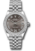Rolex Steel & White Gold Datejust 31 Dark Grey Roman Diamond VI Jubilee Diamond Bezel