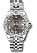 Rolex Steel & White Gold Datejust 31 Dark Grey Roman Jubilee Diamond Bezel