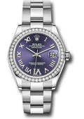 Rolex Steel & White Gold Datejust 31 Aubergine Roman Diamond VI Oyster Diamond Bezel