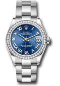 Rolex Steel & White Gold Datejust 31 Blue Roman Oyster Diamond Bezel
