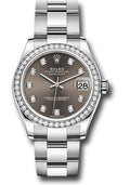 Rolex Steel & White Gold Datejust 31 Dark Grey Diamond Oyster Diamond Bezel