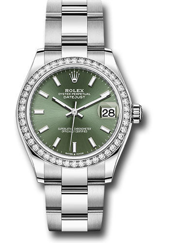 Rolex Steel & White Gold Datejust 31 Mint Green Index Oyster Diamond Bezel