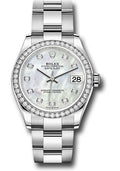 Rolex Steel & White Gold Datejust 31 Mother Of Pearl Diamond Oyster Diamond Bezel