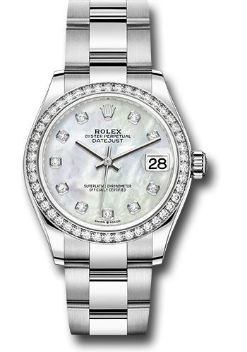 Rolex Steel & White Gold Datejust 31 Mother Of Pearl Diamond Oyster Diamond Bezel