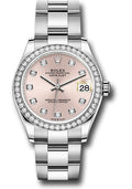 Rolex Steel & White Gold Datejust 31 Pink Diamond Oyster Diamond Bezel