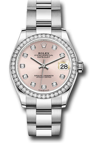 Rolex Steel & White Gold Datejust 31 Pink Diamond Oyster Diamond Bezel