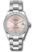 Rolex Steel & White Gold Datejust 31 Pink Index Oyster Diamond Bezel