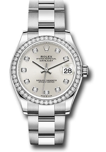 Rolex Steel & White Gold Datejust 31 Silver Diamond Oyster Diamond Bezel