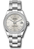 Rolex Steel & White Gold Datejust 31 Silver Index Oyster Diamond Bezel