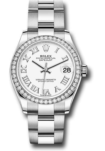 Rolex Steel & White Gold Datejust 31 White Roman Oyster Diamond Bezel