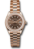 Rolex Everose Gold Datejust 28 Chocolate Index President Diamond Bezel