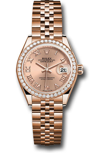 Rolex Everose Gold Datejust 28 Rose Roman President Diamond Bezel