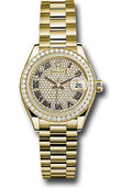 Rolex Yellow Gold Datejust 28 Pave Diamond President Diamond Bezel