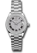 Rolex White Gold Datejust 28 Diamond Paved President Diamond Bezel