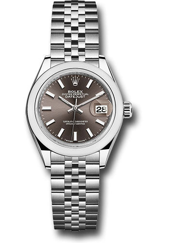 Rolex Steel Lady Datejust 28 Dark Grey Index Jubilee