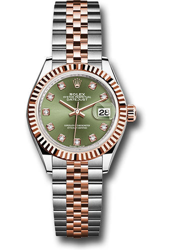 Rolex Steel & Everose Gold Datejust 28 Olive Green Diamond Jubilee