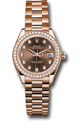 Rolex Everose Gold Datejust 28 Chocolate Diamond President Diamond Bezel
