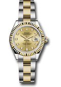 Rolex Steel & Yellow Gold Datejust 28 Champagne Diamond Oyster