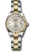 Rolex Steel & Yellow Gold Datejust 28 Silver Diamond Oyster