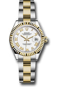 Rolex Steel & Yellow Gold Datejust 28 White Roman Oyster