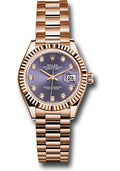 Rolex Everose Gold Datejust 28 Aubergine Diamond President