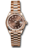 Rolex Everose Gold Datejust 28 Chocolate Roman President