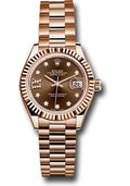 Rolex Everose Gold Datejust 28 Chocolate Star Diamond President