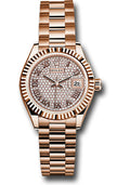 Rolex Rose Gold Datejust 28 Diamond Paved Dial President