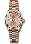 Rolex Everose Gold Datejust 28 Rose Star Diamond President