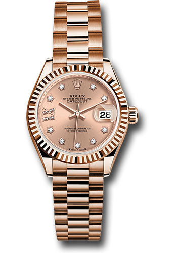 Rolex Everose Gold Datejust 28 Rose Star Diamond President