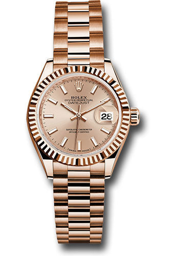 Rolex Everose Gold Datejust 28 Sundust Index President