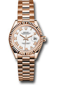 Rolex Everose Gold Datejust 28 White Roman President
