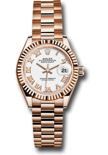 Rolex Everose Gold Datejust 28 White Roman President